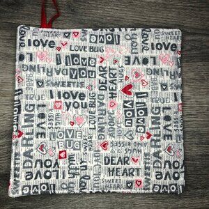 love hearts mom dad family decor potholder I love you luv u Pot holders handmade